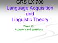 Week 12. Acquirers and questions PowerPoint PPT Presentation