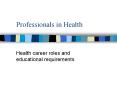 Professionals in Health PowerPoint PPT Presentation