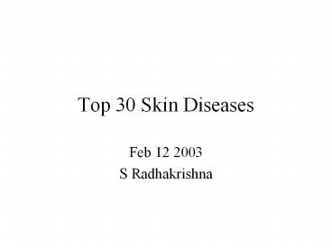 Top 30 Skin Diseases