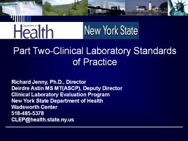 Part Two-Clinical Laboratory Standards of Practice