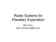 Radar Systems for Planetary Exploration