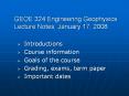 GEOE 324 Engineering Geophysics Lecture Notes, January 17, 2008 PowerPoint PPT Presentation