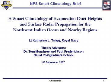NPS Smart Climatology Brief