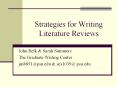 Strategies for Writing Literature Reviews PowerPoint PPT Presentation