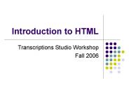 Introduction to HTML