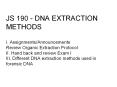 JS 190 - DNA EXTRACTION METHODS I. Assignments/Announcements Review Organic Extraction Protocol II. Hand back and review Exam I III. Different DNA extraction methods used in forensic DNA PowerPoint PPT Presentation