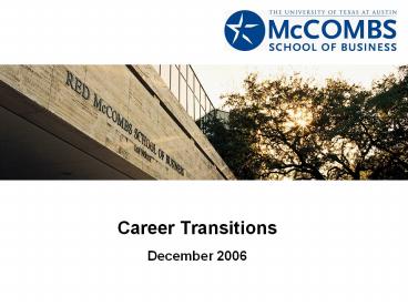 Career Transitions December 2006