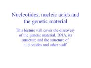 Nucleotides, nucleic acids and the genetic material