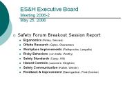 ES&H Executive Board Meeting 2006-2 May 25, 2006