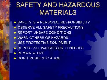 SAFETY AND HAZARDOUS MATERIALS