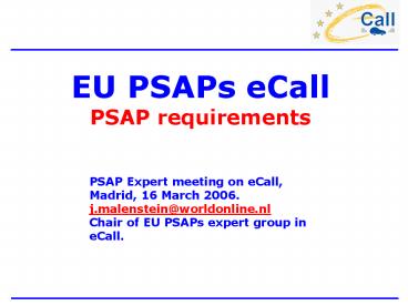 EU PSAPs eCall PSAP requirements PSAP Expert meeting on