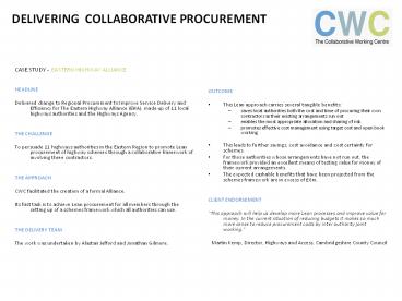 CASE STUDY - EASTERN HIGHWAY ALLIANCE