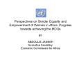Perspectives on Gender Equality and Empowerment of Women in Africa: Progress towards achieving the MDGs PowerPoint PPT Presentation
