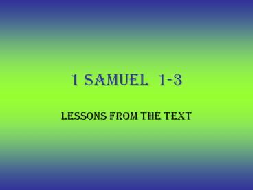 1 Samuel 1-3