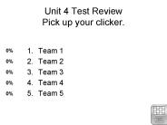 Unit 4 Test Review Pick up your clicker.