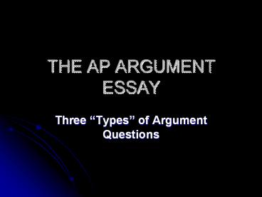 THE AP ARGUMENT ESSAY