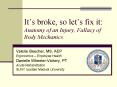 It’s broke, so let’s fix it: Anatomy of an Injury, Fallacy of Body Mechanics PowerPoint PPT Presentation