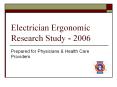 Electrician Ergonomic Research Study - 2006 PowerPoint PPT Presentation