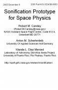 Sonification Prototype for Space Physics Robert M. Candey (Robert.M.Candey@nasa.gov) NASA Goddard Space Flight Center, Code 612.4, Greenbelt MD 20771 Anton M. Schertenleib University Of Applied Sciences Hof/Germany Wanda L. Diaz Merced Laboratory of PowerPoint PPT Presentation
