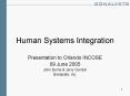 Human Systems Integration PowerPoint PPT Presentation