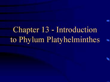 Chapter 13 - Introduction to Phylum Platyhelminthes