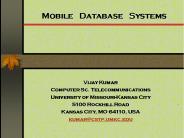 Mobile  Database  Systems