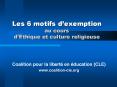 Les 6 motifs d’exemption au cours d’Йthique et culture religieuse PowerPoint PPT Presentation