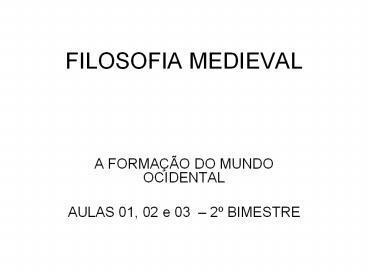 FILOSOFIA MEDIEVAL