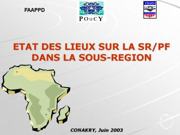 ETAT DES LIEUX SUR LA SR/PF