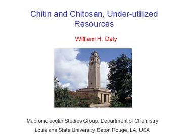 Chitin and Chitosan, Under-utilized Resources