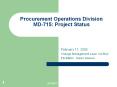 Procurement Operations Division MD-715: Project Status PowerPoint PPT Presentation