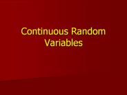 Continuous Random Variables
