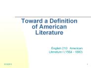 Toward a Definition of American Literature