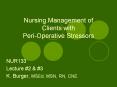 Nursing Management of Clients with Peri-Operative Stressors PowerPoint PPT Presentation