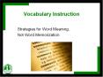 Vocabulary Instruction PowerPoint PPT Presentation