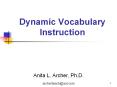 Dynamic Vocabulary Instruction PowerPoint PPT Presentation
