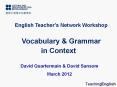 English Teacher s Network Workshop Vocabulary & Grammar in PowerPoint PPT Presentation