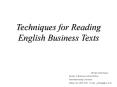 Techniques for Reading English Business Texts PowerPoint PPT Presentation
