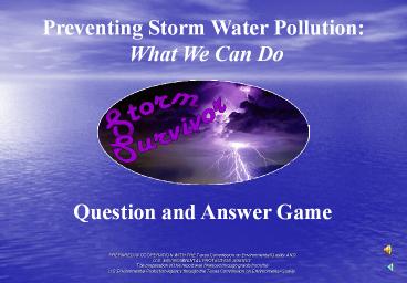 Preventing Storm Water Pollution: What We Can Do