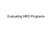Evaluating HRD Programs