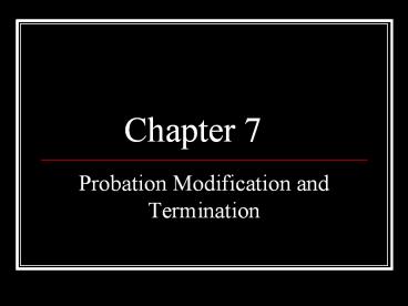 Probation Modification and Termination