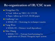 Re-organization of IR/CSC team