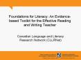 Foundations for Literacy: An Evidence-based Toolkit for the Effective Reading and Writing Teacher PowerPoint PPT Presentation