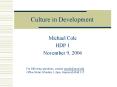 Culture in Development PowerPoint PPT Presentation