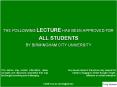 THE FOLLOWING LECTURE HAS BEEN APPROVED FOR PowerPoint PPT Presentation