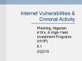 Internet Vulnerabilities & Criminal Activity PowerPoint PPT Presentation