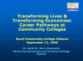 Transforming Lives & Transforming Economies: Career Pathways at Community Colleges PowerPoint PPT Presentation