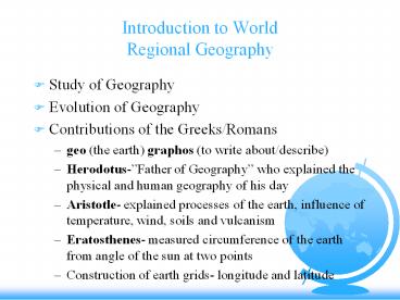 Introduction to World Regional Geography
