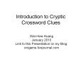 Introduction to Cryptic Crossword Clues PowerPoint PPT Presentation