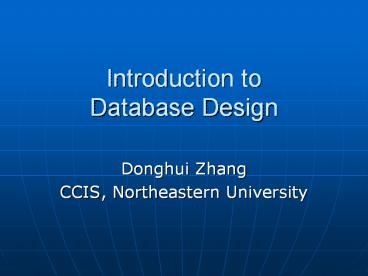 Introduction to Database Design
